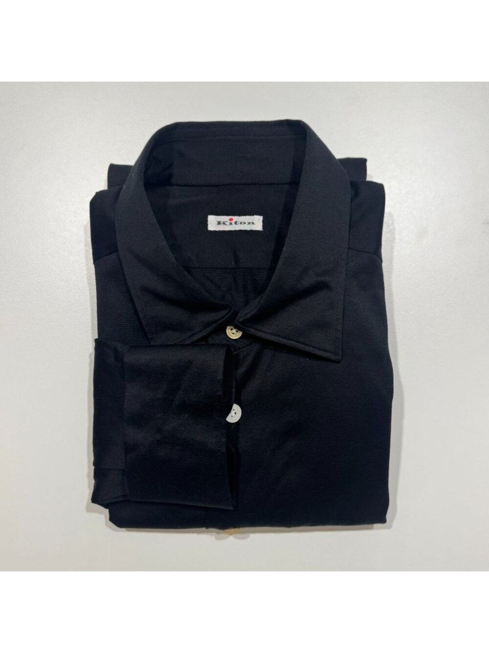 Kiton Mens 100% Cotton Long Sleeve Dress Shirt W/ Pocket Size 17.5/44 Black